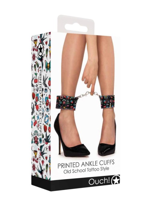 Printed Ankle Cuffs - Old School Tattoo Style - Black Ouch!