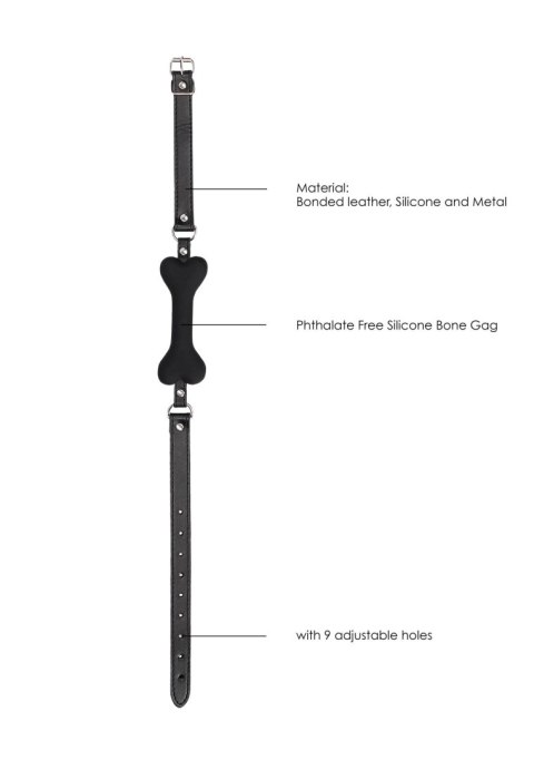 Silicone Bone Gag - With Adjustable Bonded Leather Straps Ouch!