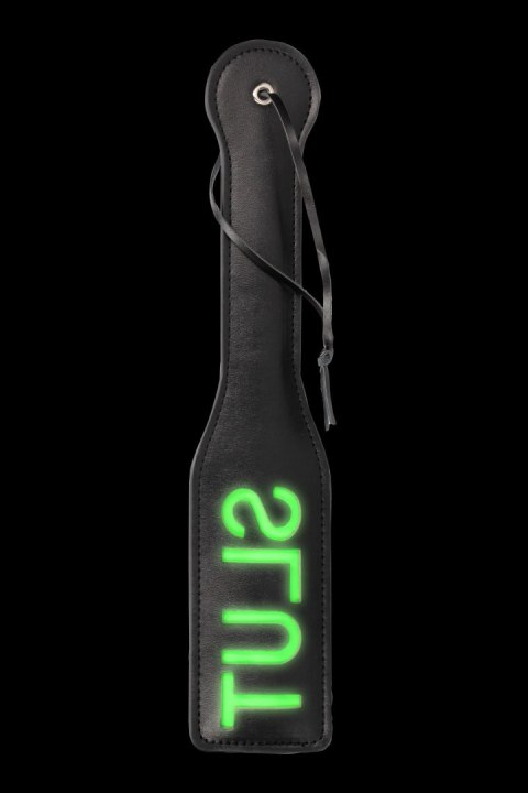 'Slut'' Paddle - Glow in the Dark - Black/Neon Green Ouch!