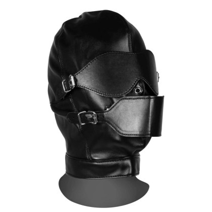 Blindfolded Mask with Breathable Ball Gag - Black Ouch!