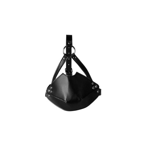 Head Harness with Mouth Cover and Solid Ball Gag - Black Ouch!