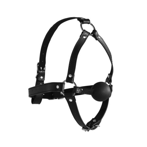 Head Harness with Solid Ball Gag - Black Ouch!