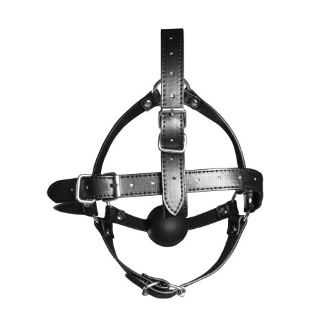 Head Harness with Solid Ball Gag - Black Ouch!