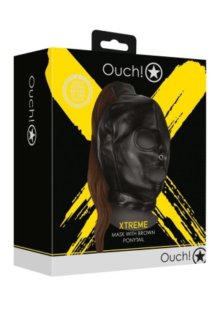 Mask with Brown Ponytail - Black Ouch!