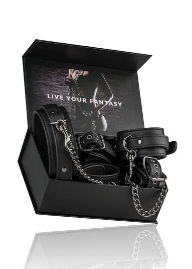 Kajdanki-Fetish set with collar, ankle- and wrist cuffs EasyToys