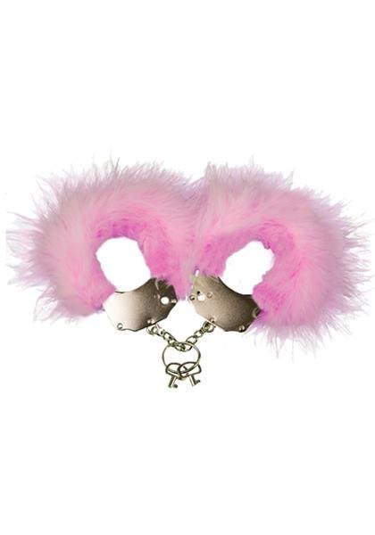 Kajdanki-Śmieszna zabawka-kadanki - Metallic Handcuffs,Feather Cov.. Pink CNEX A.I.E.,S.L.