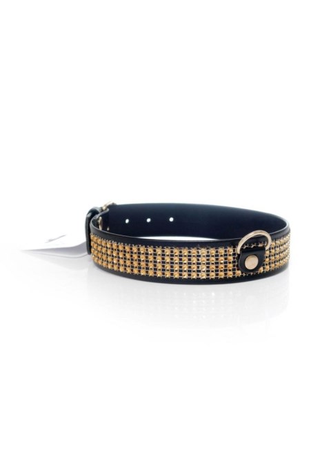 Fetish B - Series Collar with crystals 3 cm gold Fetish B - Series