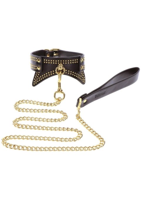 Studded Collar and Leash Black Taboom