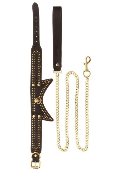 Studded Collar and Leash Black Taboom