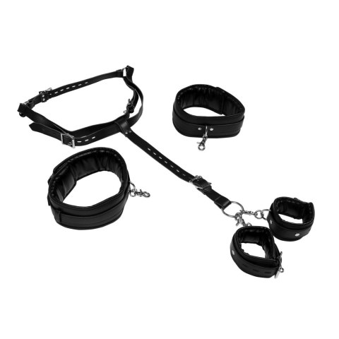 Body Harness with Thigh and Hand Cuffs - Black Ouch!