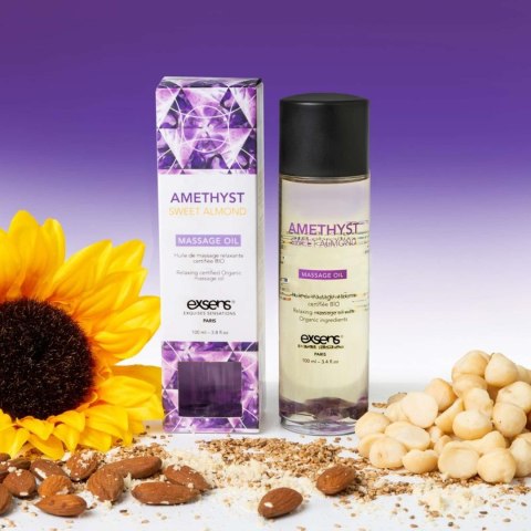 AMETHYST SWEET ALMOND Organic Massage Oil with stones 100 ml Exsens