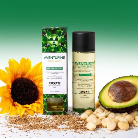 AVENTURINE AVOCADO Organic Massage Oil with stones 100 ml Exsens