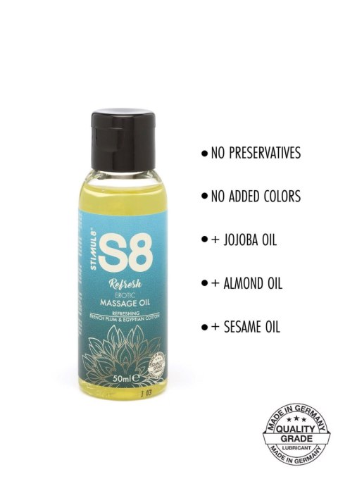 S8 Massage Oil 50ml French Plum & Egyptian Cotton Stimul8 S8