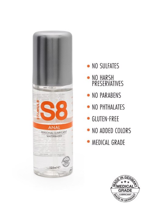 S8 WB Anal Lube 125ml Natural Stimul8 S8