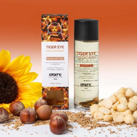 TIGER EYE MACADAMIA Organic Massage Oil with stones 100 ml Exsens