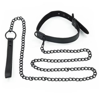 Bondage Fetish Black Matt Collar With Leash Lovetoy