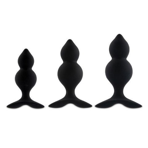 FeelzToys - Bibi Twin Butt Plug Set 3 pcs Black FeelzToys