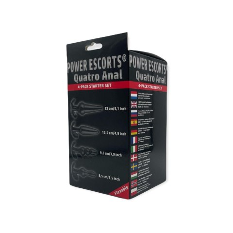 Plug-Quatro Anal Plugs Starter Set- 4-Pack Black Power Escorts