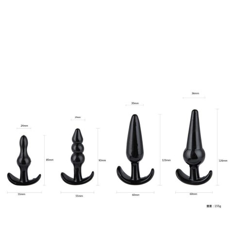 Plug-Quatro Anal Plugs Starter Set- 4-Pack Black Power Escorts