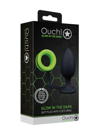 Butt Plug with Cock Ring - GitD - Neon Green/Black Ouch!