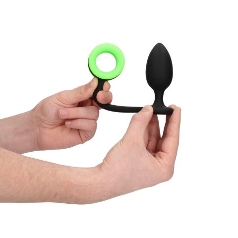 Butt Plug with Cock Ring - GitD - Neon Green/Black Ouch!