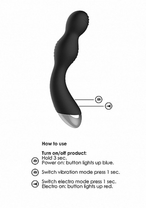 Remote Controlled E-Stim & Vibrating G/P-Spot Vibrator - Black ElectroShock