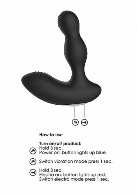 Remote Controlled E-Stim & Vibrating Prostate Massager - Black ElectroShock