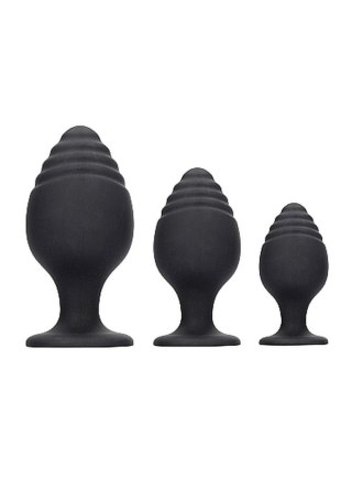 Rippled Butt Plug Set - Black Ouch!