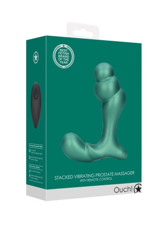 Stacked Vibrating Prostate Massager with Remote Control - Metallic Green Ouch!