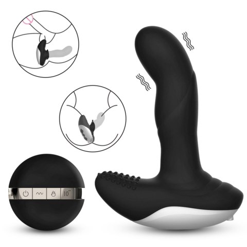 Wibrator-Silicone Massager USB 7 Function + Pulsator / Heating BLACK B - Series Fox