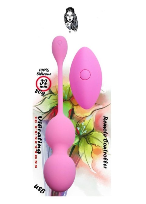 Vibrating Kegel Balls 32mm 80g Pink 10 function USB Remote Control - B - Series B - Series Femme