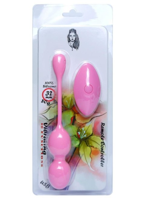 Vibrating Kegel Balls 32mm 80g Pink 10 function USB Remote Control - B - Series B - Series Femme