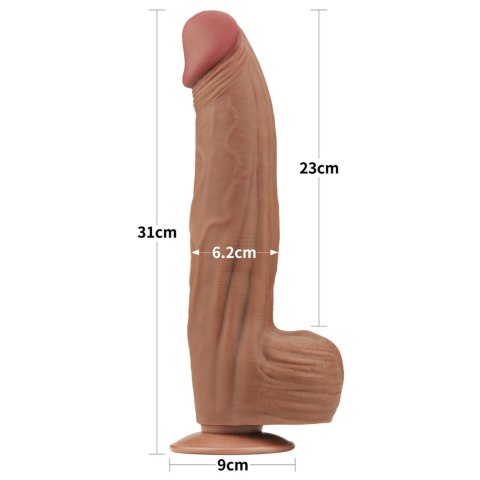 12'' King Sized Sliding Skin Dual Layer Dong Brown Lovetoy