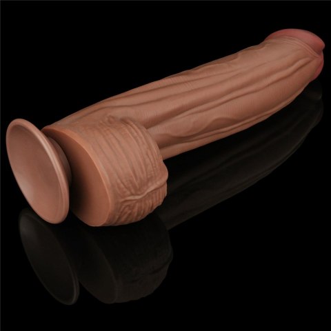 12'' King Sized Sliding Skin Dual Layer Dong Brown Lovetoy